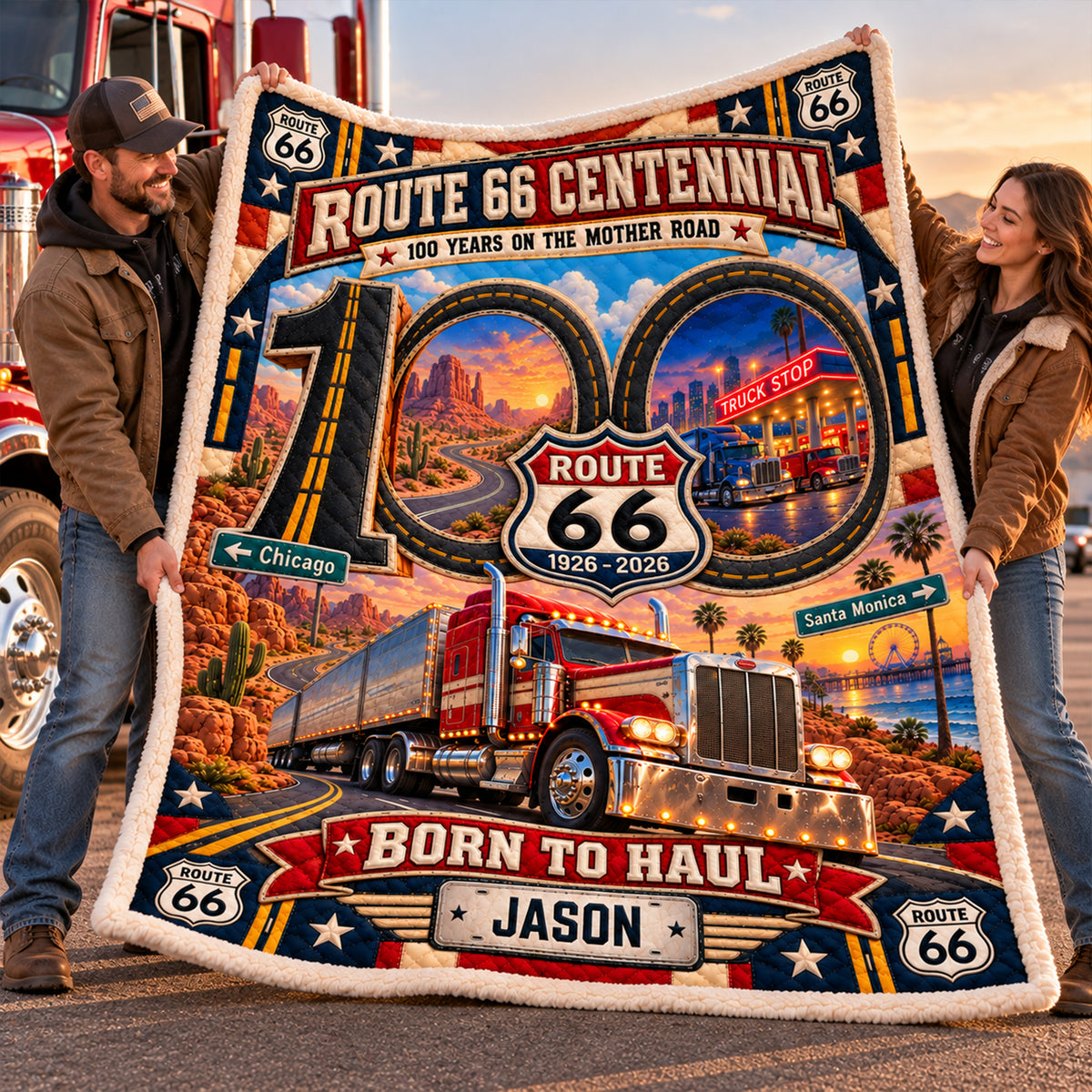 Trucking On Legendary Road Blanket - Personalized Gifts For Truckers 07halu091026-Homacus