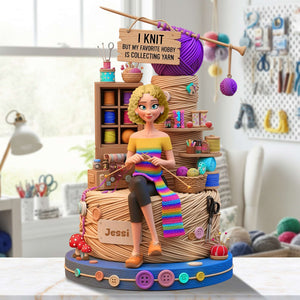 Collecting Yarn Girl Acrylic Plaque - Personalized Gifts For Knitting Lovers 01TGLU070725-Homacus