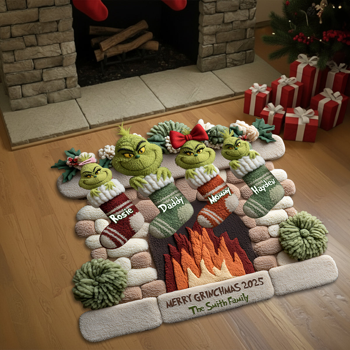 Holiday Stockings Family Door Mat - Personalized Gifts For Family 05TGLU250925-Homacus