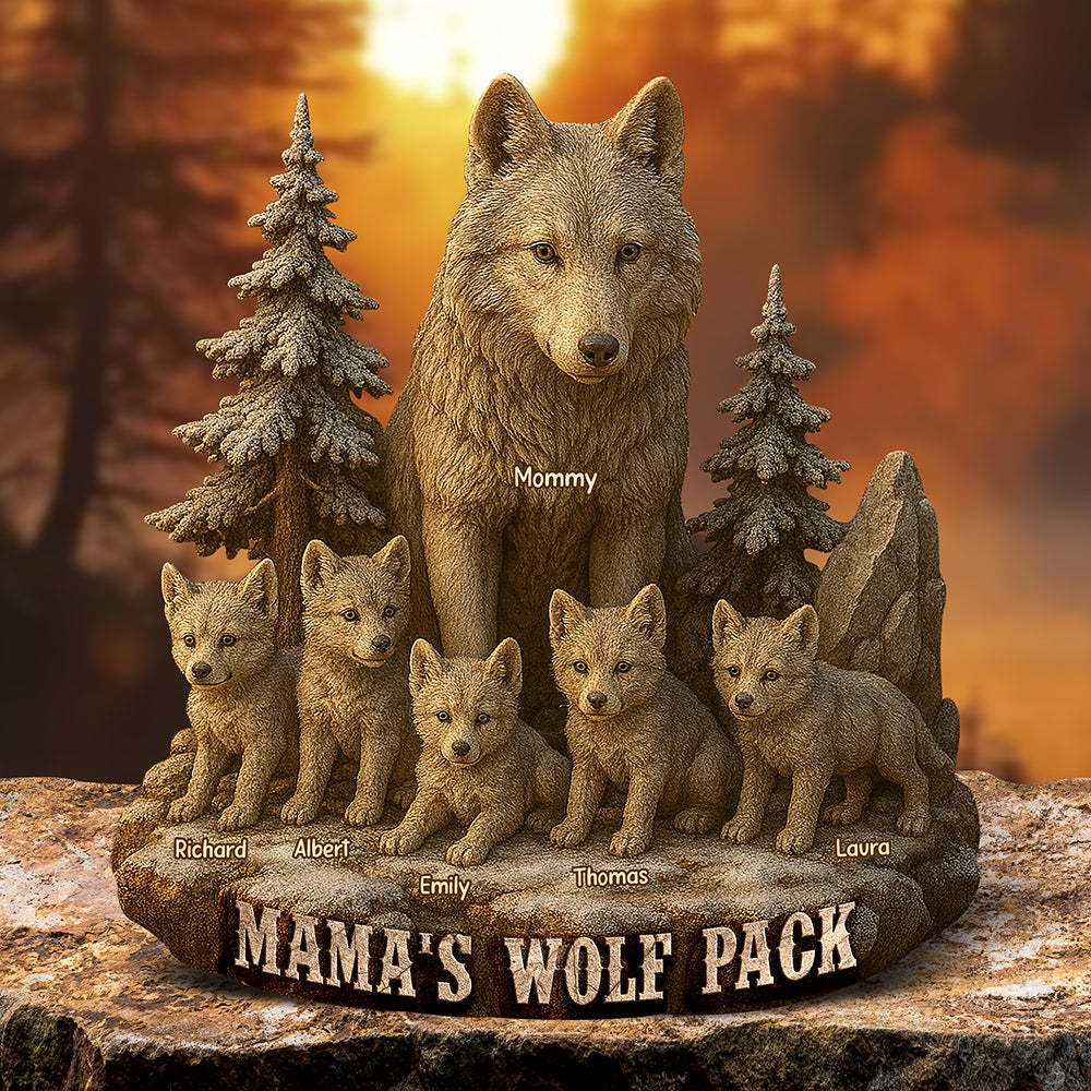 Personalized Christmas Gifts For Mom – Mama Wolf And Cubs Acrylic Plaque 04xqqn030425-Homacus