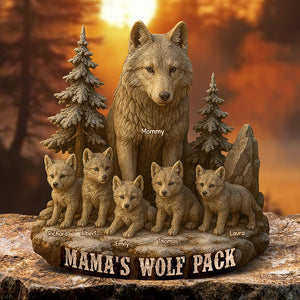 Personalized Christmas Gifts For Mom – Mama Wolf And Cubs Acrylic Plaque 04xqqn030425-Homacus
