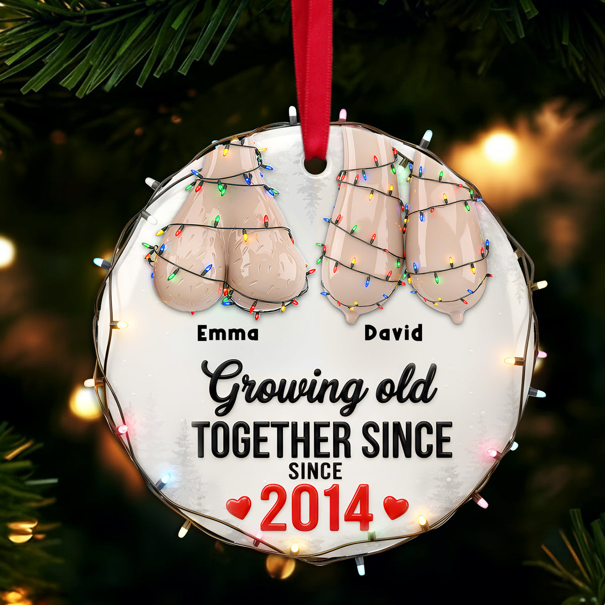 Funny Old Couple Ornament - Personalized Gift For Couple Christmas Ornament 01OHLU251025-Homacus