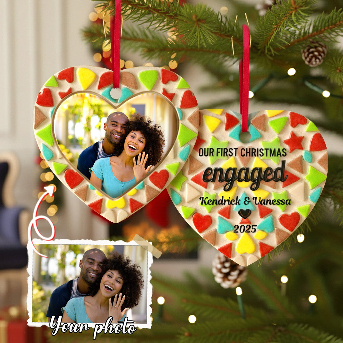 First Christmas Engaged Ornament, Personalized Gifts For Couple 01qhmg030925-Homacus