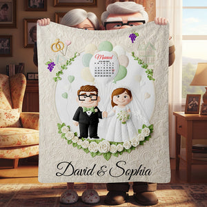 Romantic Couple Wedding Blanket Personalized Gifts For Couple 05OHDT250625-Homacus
