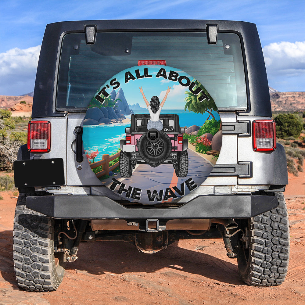 Personalized Gifts For Off Road Lover Tire Cover Girl On Road Sea 01TOMH010724TM-Homacus