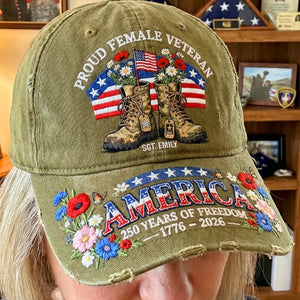 Proud American Female Veteran Classic Cap - Personalized Gifts For Veterans 04qhqn130226-Homacus