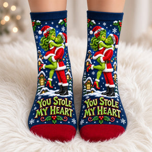 You Stole My Heart Middle Tube Socks - Personalized Gifts For Couple Socks 09TYDH170926
