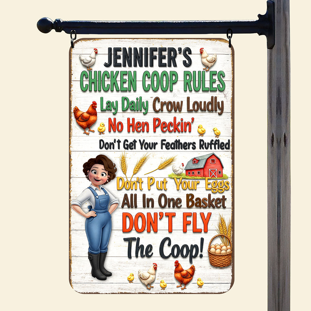 Chicken Coop Rules Metal Sign – Personalized Gifts For Farm Girls 02naqn241125-Homacus