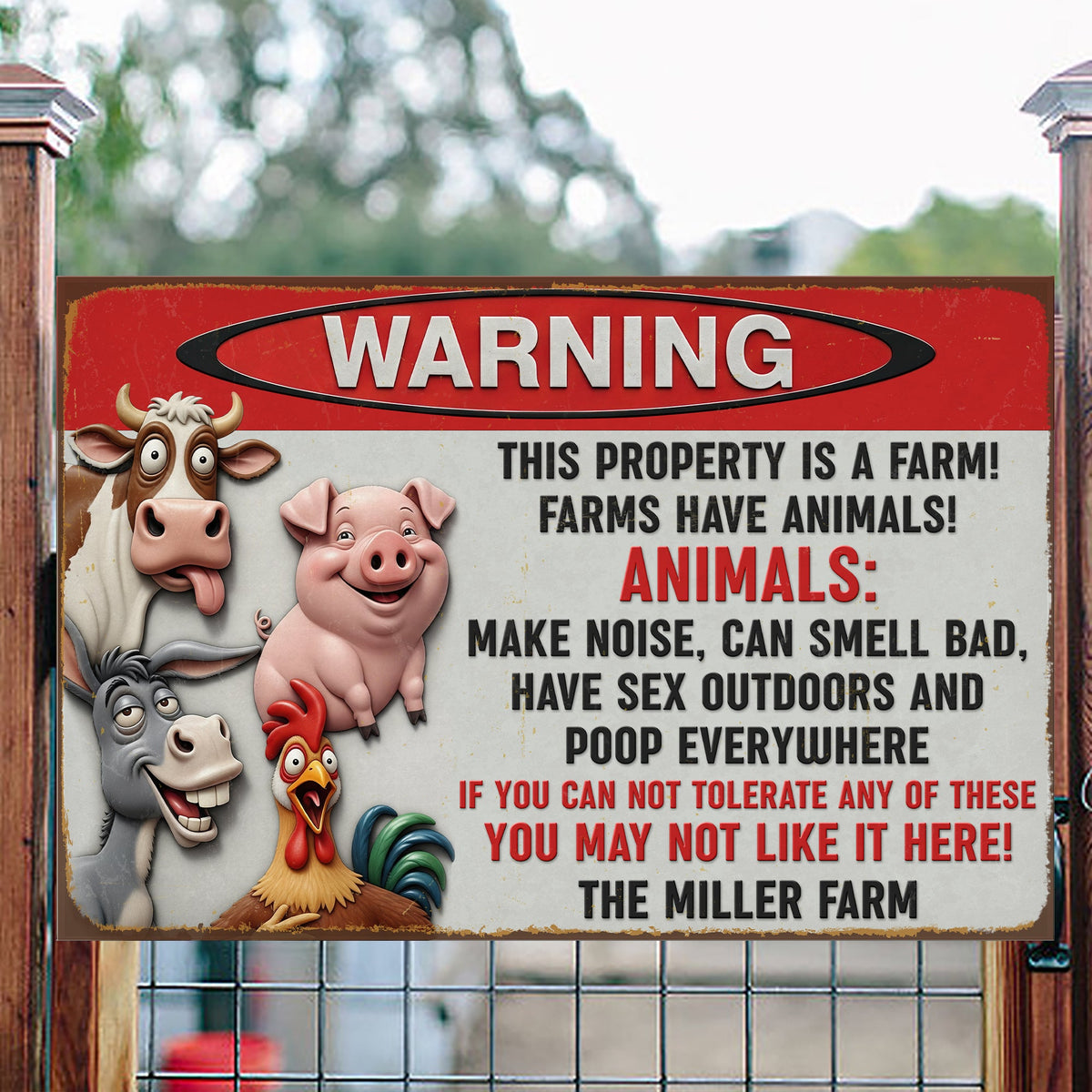 Funny Farm Animals Metal Sign – Personalized Gifts For Farmer 05naqn251125-Homacus