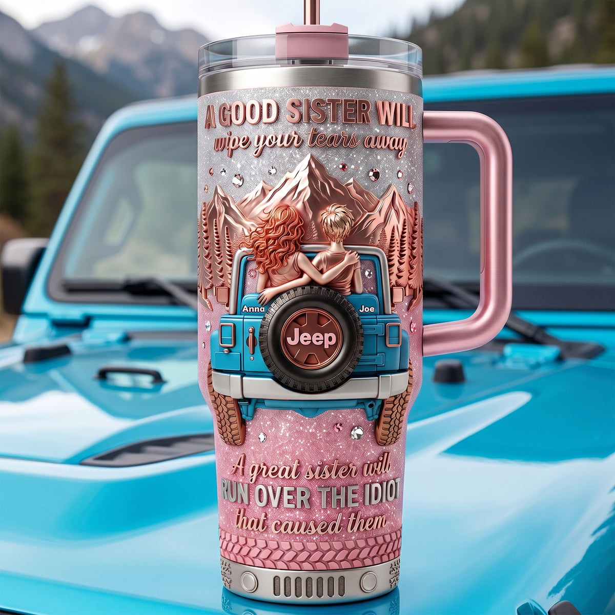 Badass Girly Off-road Friends 40oz Tumbler With Handle, Personalized Gifts For Off-road Sisters 03qhlu280726-Homacus