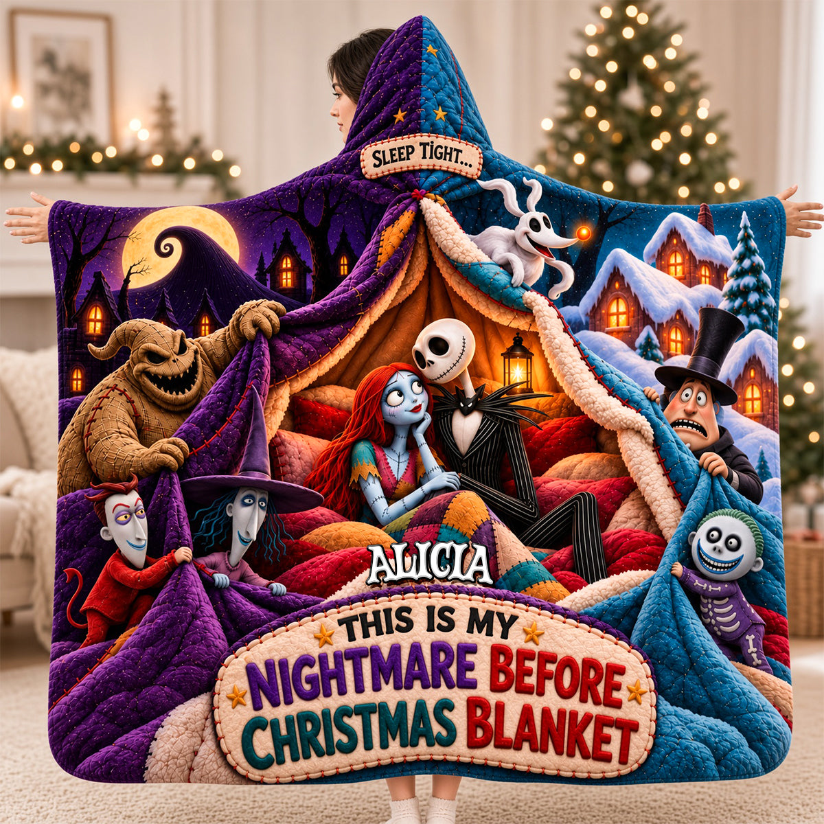 Sleep Tight! Spooky Naughty Night Blanket - Personalized Christmas Gifts 05hadh211026-Homacus