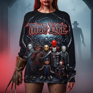 Horror Villains Thug Life Ugly Sweater Personalized Gifts For Horror Fans 01HUDT220825-Homacus