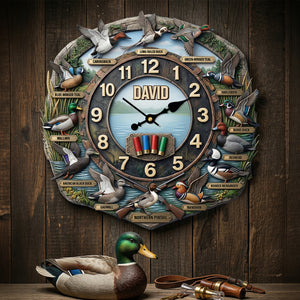 Duck Hunting Hanging Wall Clock - Personalized Gifts For Hunters 02hutn240326-Homacus