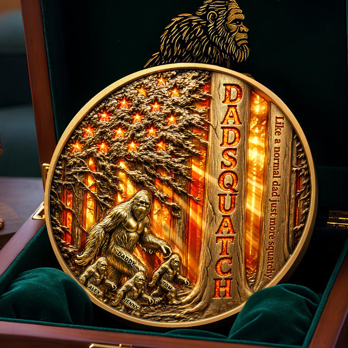 Bigfoot Dad Walking In American Forest Coin, Personalized Gifts For Dads 01qhdt280426-Homacus