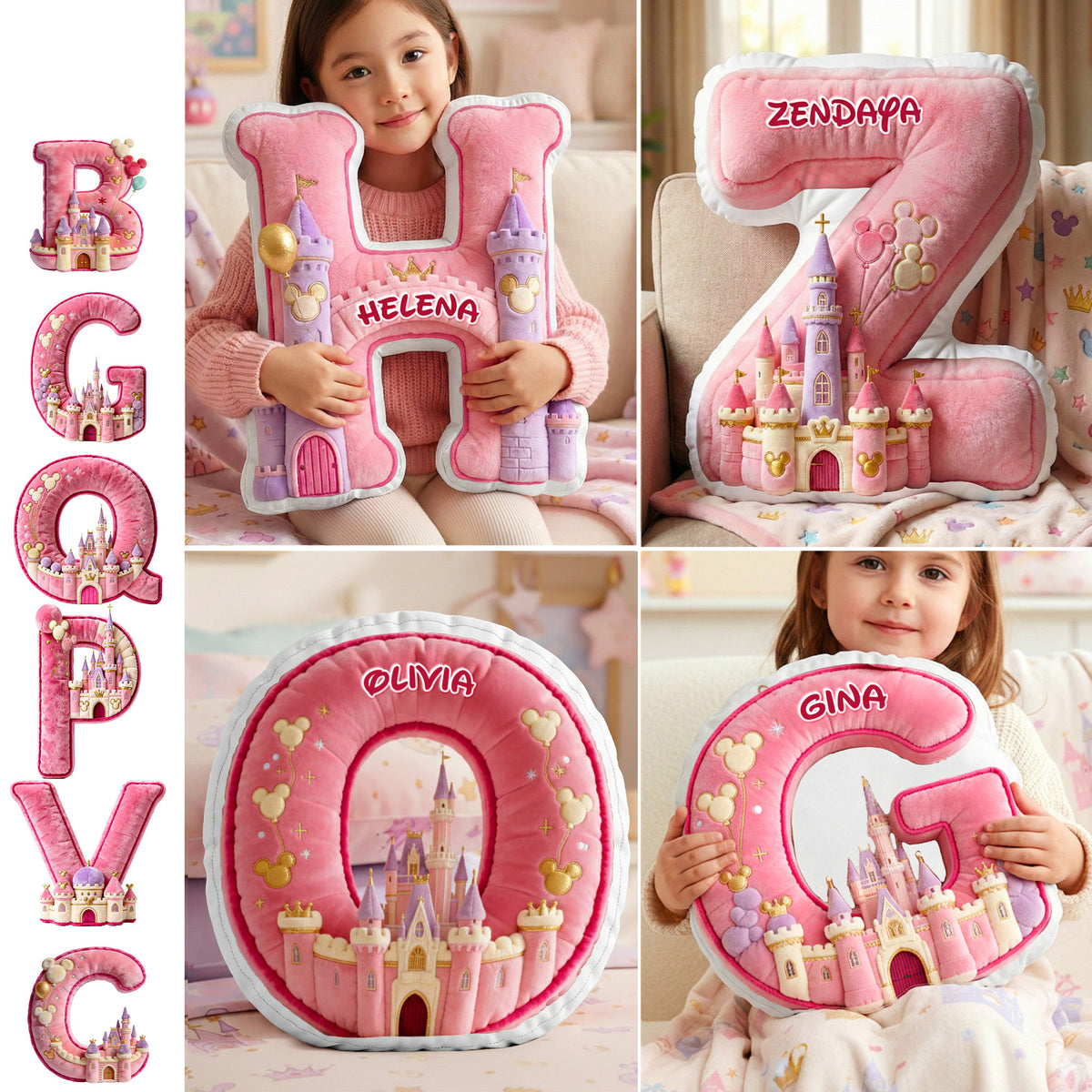 Castle Pink Alphabet Pillow - Personalized Gifts For Girls 06namg181225-Homacus