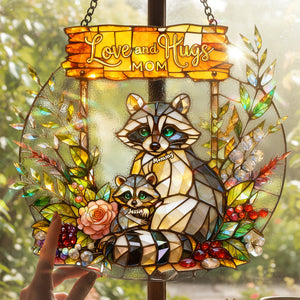 Raccoon Mom and Kids Suncatcher Ornament – Personalized Gifts For Mom 01tota030326-Homacus