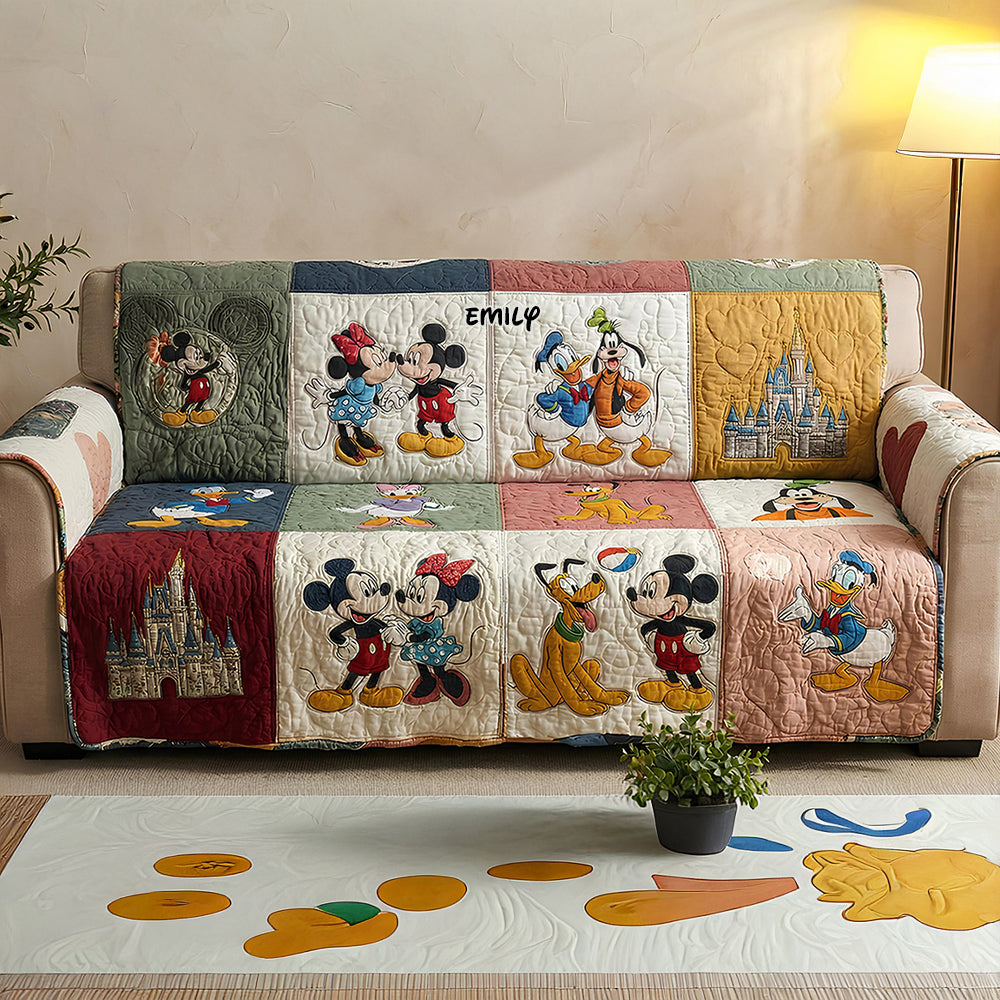 Cute Friends Collage Quilted Sofa Cover, Personalized Gifts 02qhdt260126-Homacus