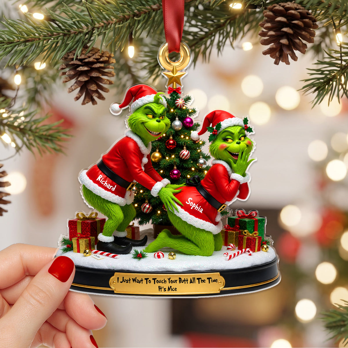 Playful Touch Couple Ornament - Personalized Gift For Couples 02NAQN010826-Homacus