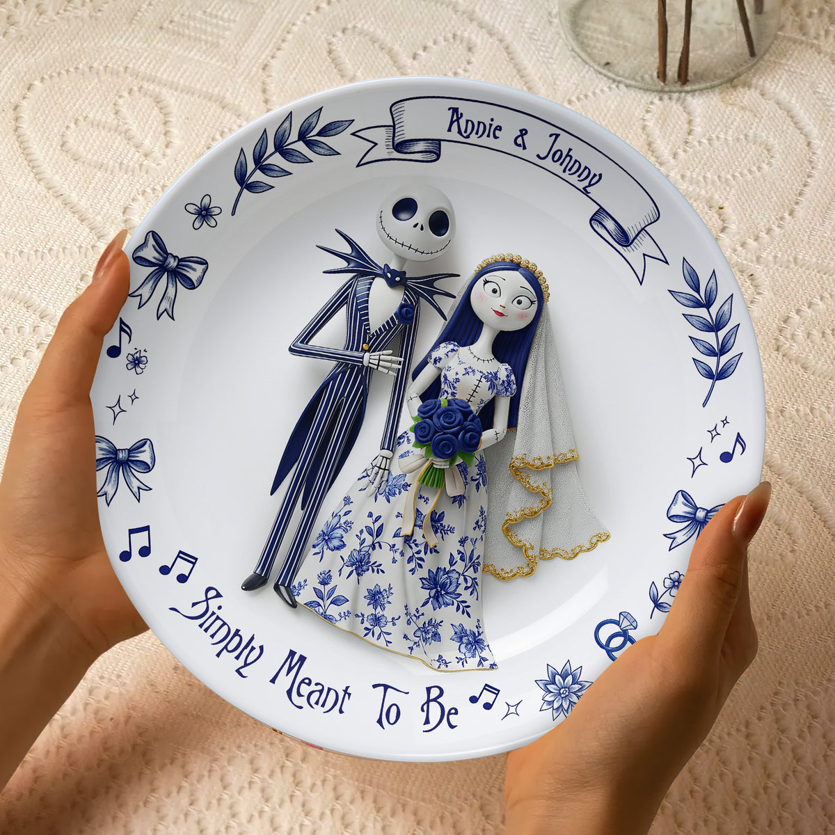 Simply Meant To Be Round Plate - Personalized Christmas Gift For Couple 04PGLU041025-Homacus