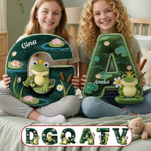 Adorable Frog Initial Pillow - Personalized Gift For Frog Lovers 02PGMG041225-Homacus