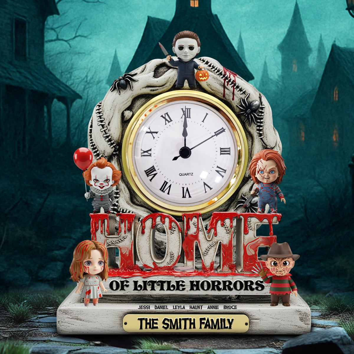 The Horror Family Desk Clock Plaque - Personalized Gifts For Family 02QHLU280525-Homacus