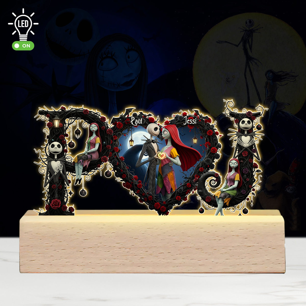 The Haunted Couple 3D Led Light - Personalized Gifts For Couple 01OHLU240525-Homacus