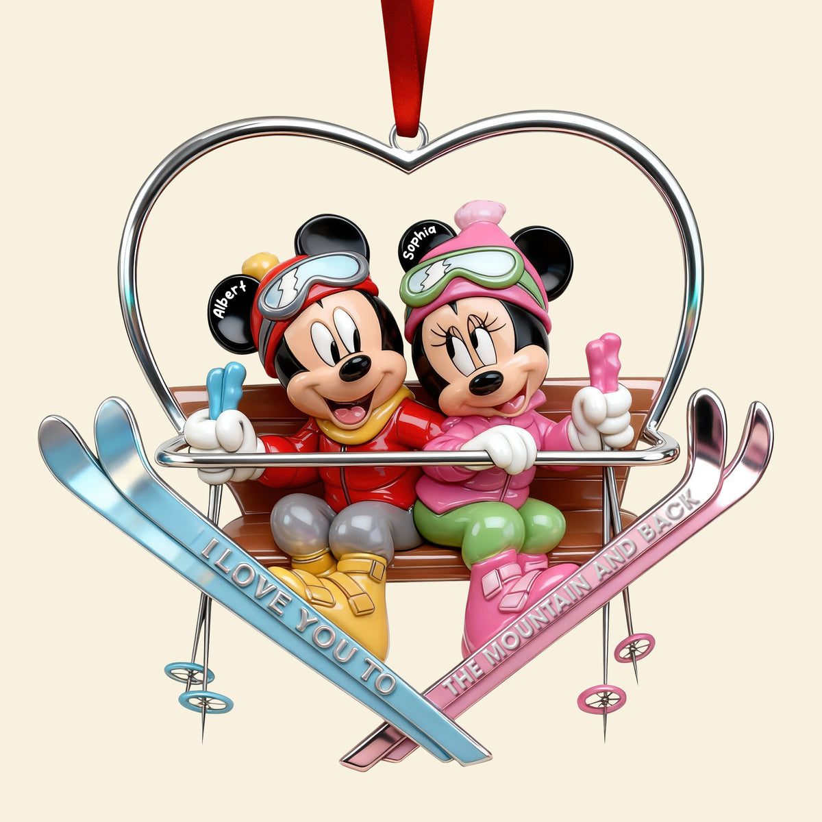 Cute Skiing Couple Acrylic Ornament - Personalized Gifts For Skiing Couple 03QHQN101125-Homacus