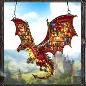 Book Lover Dragon Suncatcher Ornament - Personalized Gifts For Book Lover 04NAMG140825-Homacus