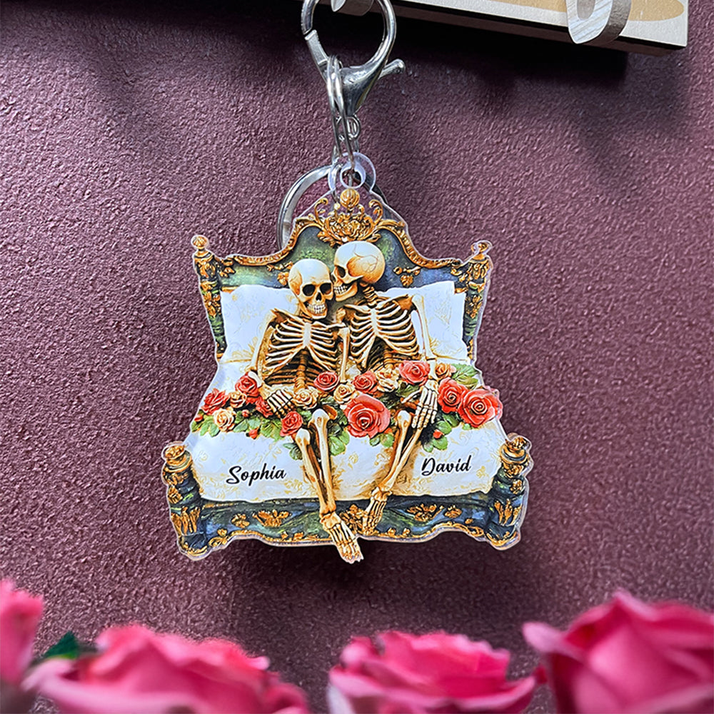 Personalized Gifts For Couple Keychain 06ohtn241224 Funny Skull Couple-Homacus