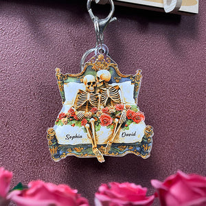 Personalized Gifts For Couple Keychain 06ohtn241224 Funny Skull Couple-Homacus