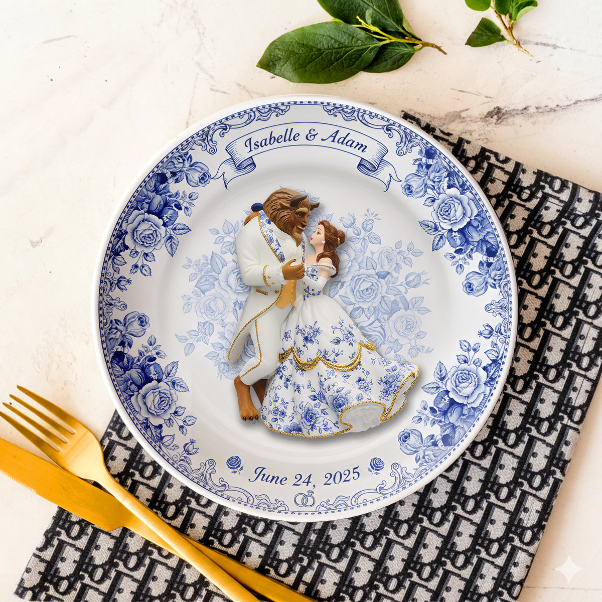 Fairytale Love Story Round Plate - Personalized Gift For Couples 07PALU131025-Homacus