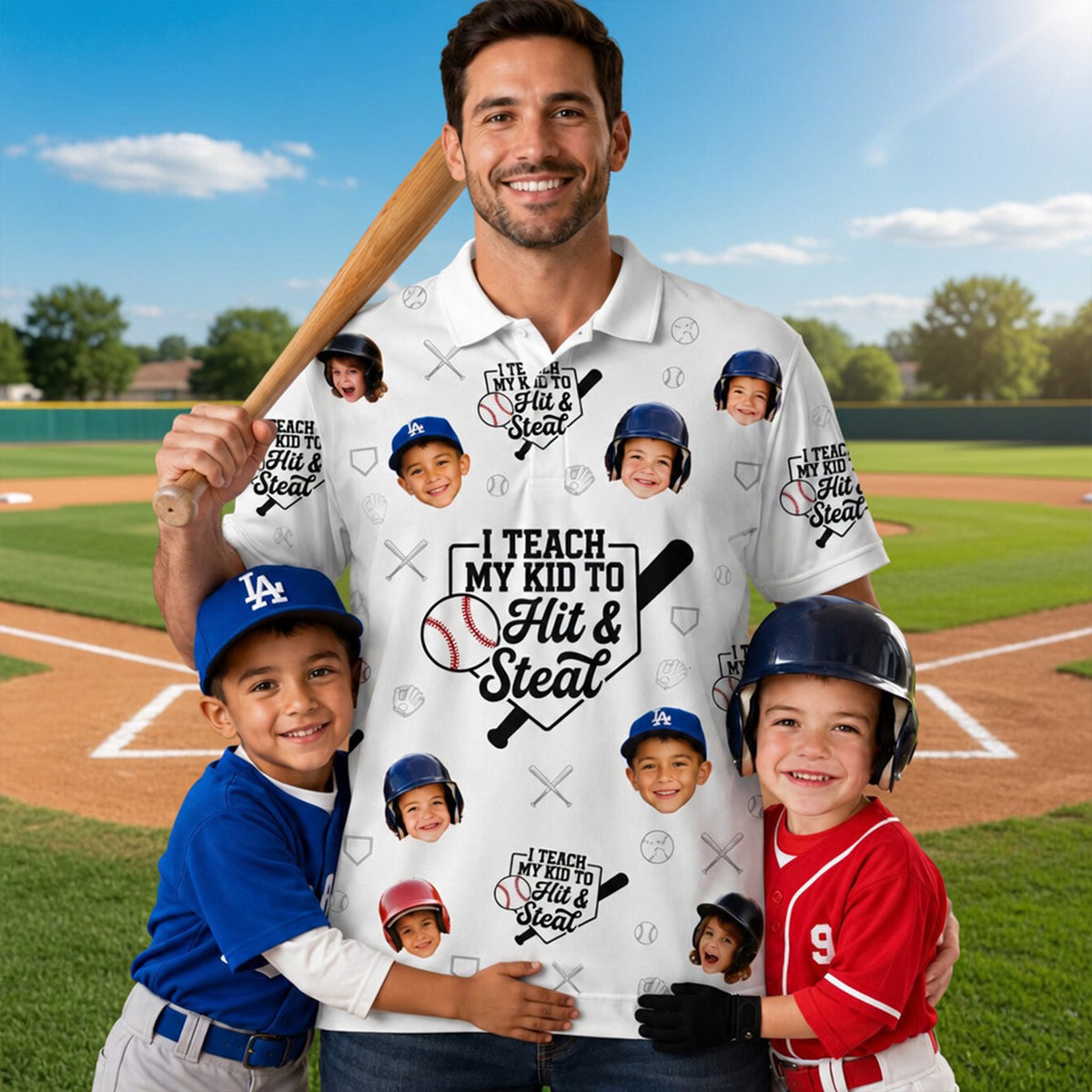 Custom Photo Proud Baseball Dad Polo Shirt, Personalized Gifts For Dads 02qhlu090526-Homacus