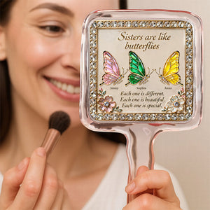 Sisters Butterfly Handheld Mirror Personalized Gifts For Besties 01natn130226-Homacus