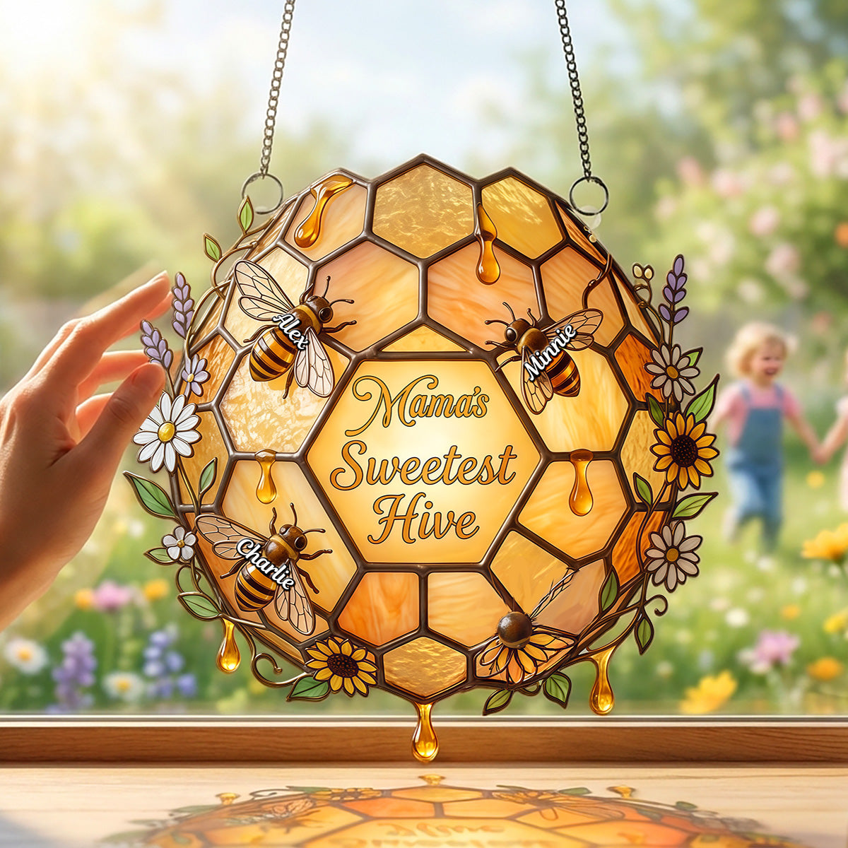 Grandma Bee Sweetest Hive Suncatcher - Personalized Gifts For Grandma 05namg090326-Homacus