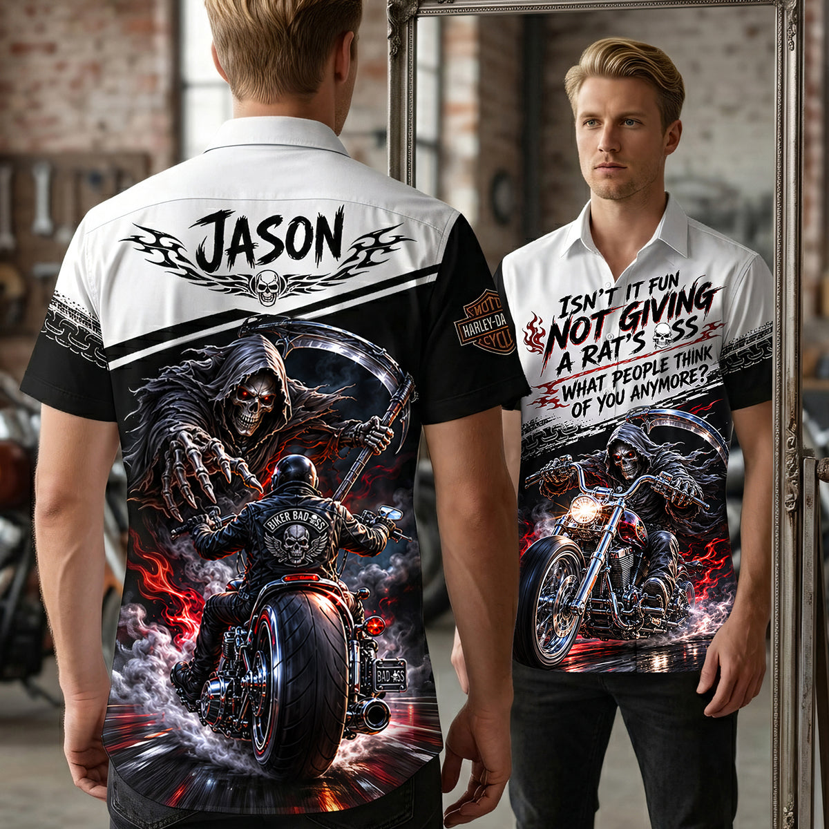 Rough Badass Motorcycle Hawaiian Shirt - Personalized Gifts For Biker 02qhta240626-Homacus