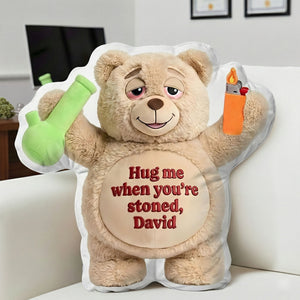 Chill Vibes Teddy Bear Pillow - Personalized Gift For Stoners 02TOLU101225-Homacus