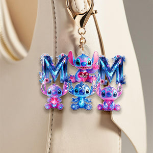 Cartoon Blue Aliens Keychain Personalized Christmas Gifts For Mom 03OHDT040425-Homacus