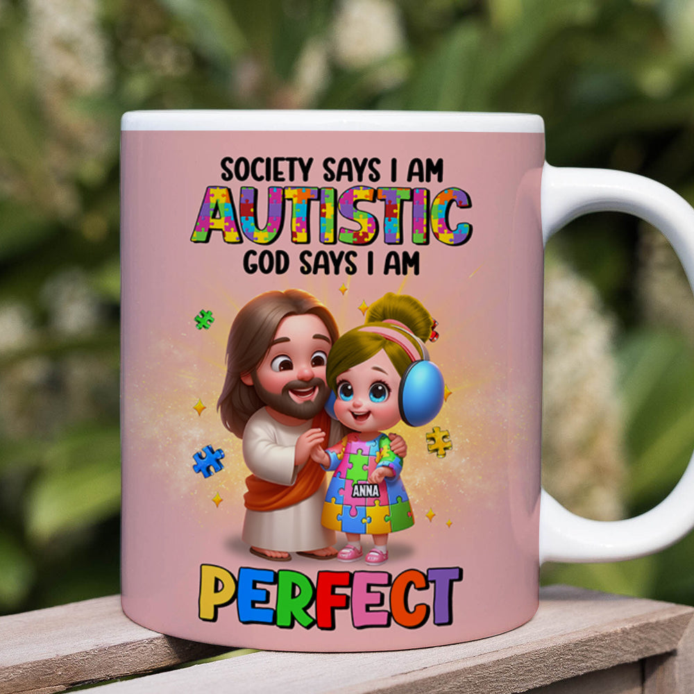 Personalized Gifts For Autism Kid Mug, God Protect Him/ Her In His Arms 01qhtn050325-Homacus