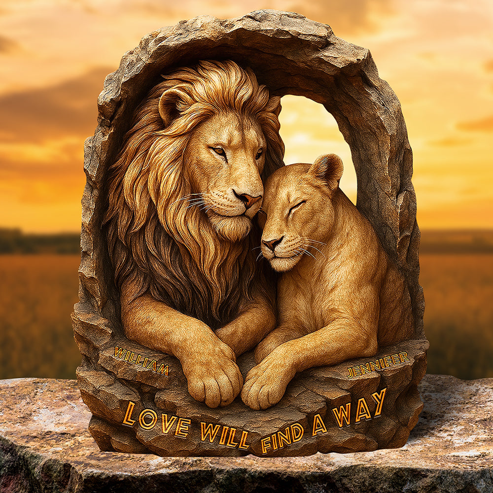 Lion Couple Plaque - Personalized Gifts 04XQQN100425-Homacus