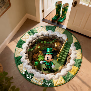 Lucky Clover Round Mat- Personalized Patrick's Day Gifts 02PGLU050226-Homacus