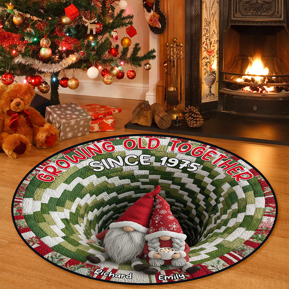 Gnome Couple Quilted Round Mat - Personalized Gifts For Couple 01naqn131025-Homacus