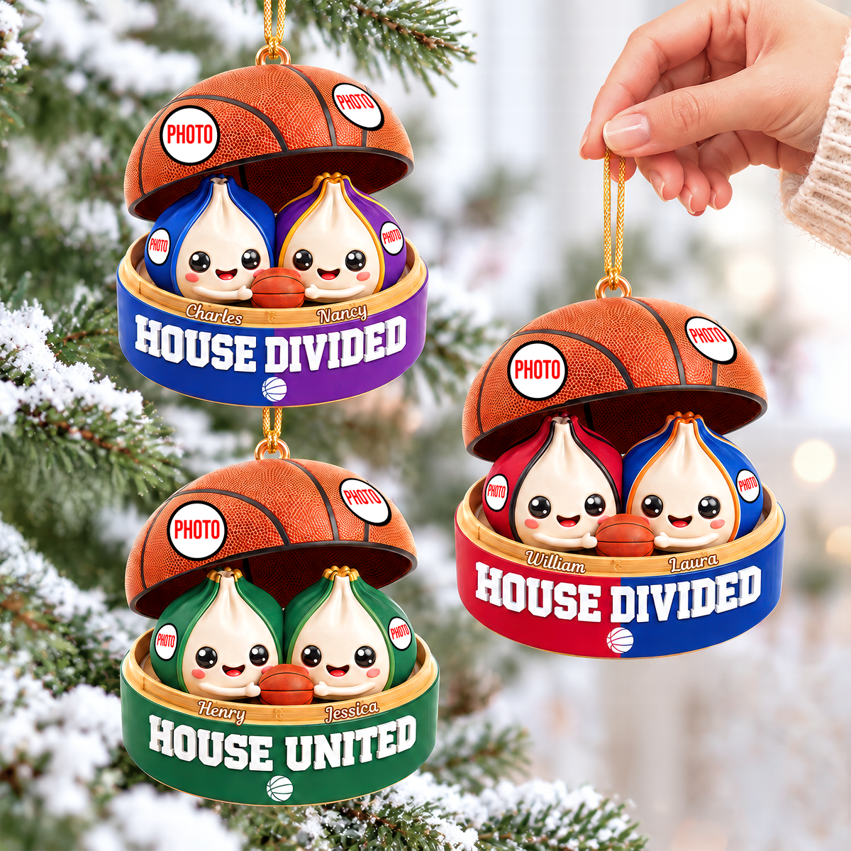House United Dumpling Couple Ornament - Personalized Gifts For Sport Lover Couple Christmas Ornament 04HUQN131026-Homacus