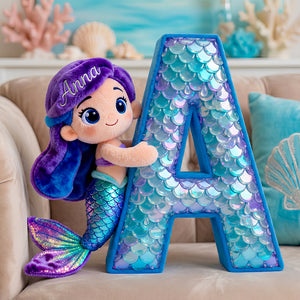 Mermaid Alphabet Pillow Personalized Gifts For Kids 03TGDT151225-Homacus