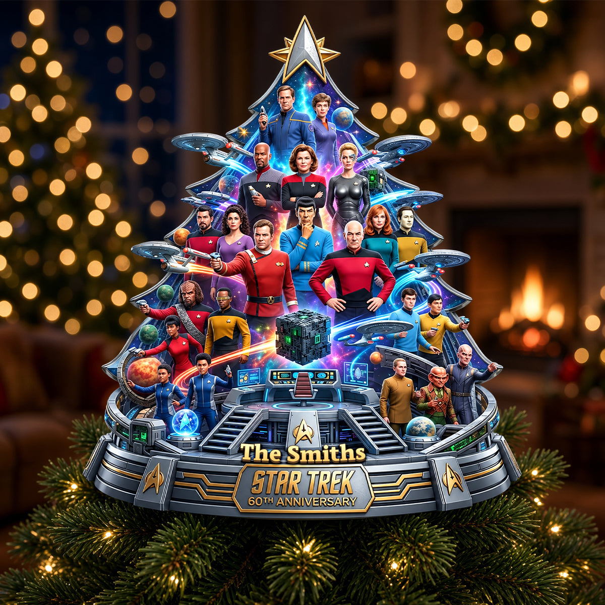 Sci-Fi Space Acrylic Christmas Tree Topper - Personalized 60th Anniversary Gifts 01OHDH090926
