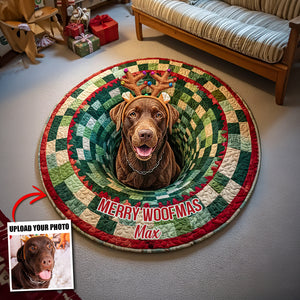 Custom Photo Christmas Gifts For Dog Lovers Quilted Round Mat 04hutn250925-Homacus