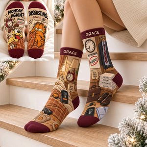 Monday Morning Routine Of A Lazy Orange Tabby Socks - Personalized Gifts 07hadt170926
