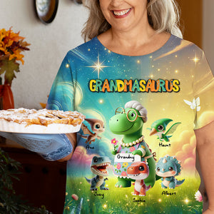 Personalized Gifts For Grandma Dinosaur 3D Shirt, Grandmasaurus & Her Grandkids 031KALU080325-Homacus