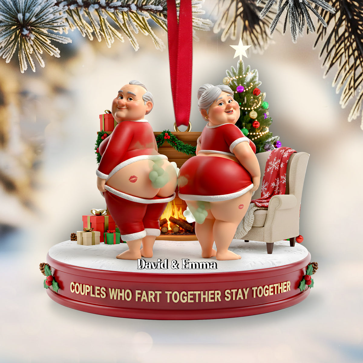 Funny Old Couple Ornament Personalzied Christmas Gifts 04OHLU211125-Homacus