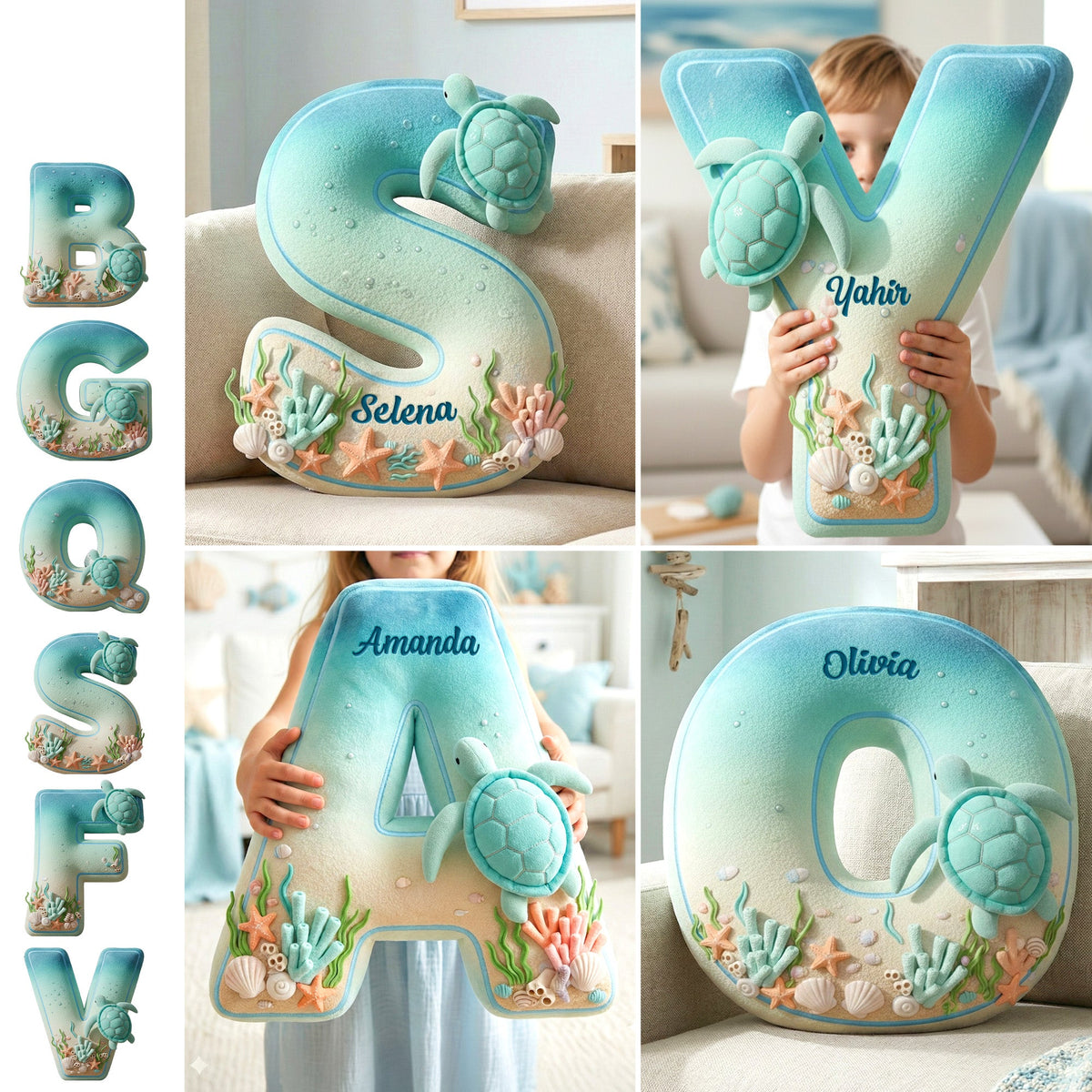 Sea Turtle Alphabet Custom Shaped Pillow - Personalized Gifts 04kimg091225-Homacus