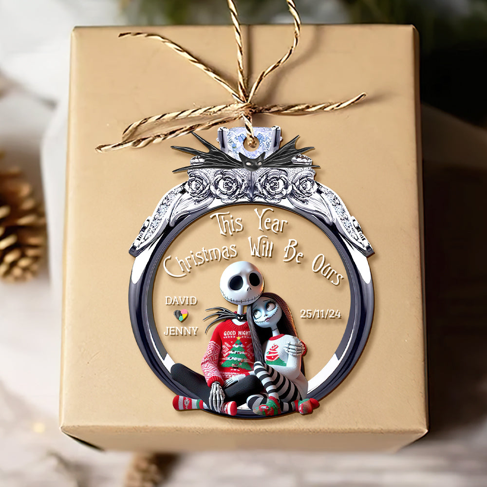 Personalized Gifts For Couple Christmas Ornament 02QHDT181124 Whimsical Engagement Ring-Homacus